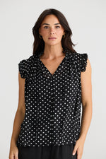 Brave + True Broadway Top in Black Polka Dot