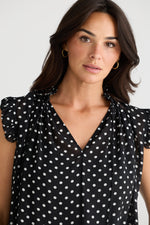 Brave + True Broadway Top in Black Polka Dot