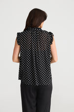 Brave + True Broadway Top in Black Polka Dot