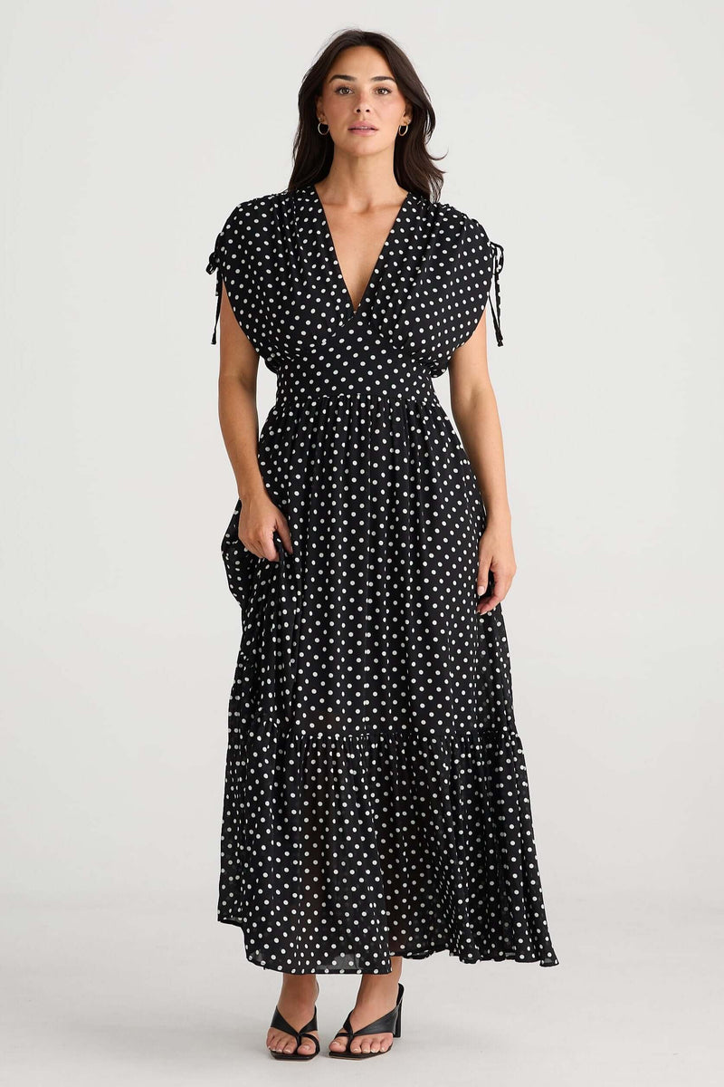 Brave + True Ellody Dress in Black Polka Dot