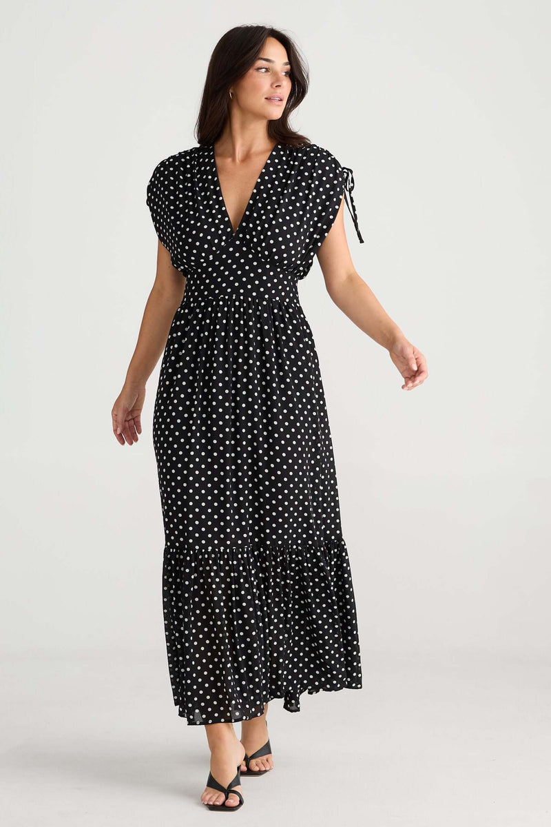 Brave + True Ellody Dress in Black Polka Dot