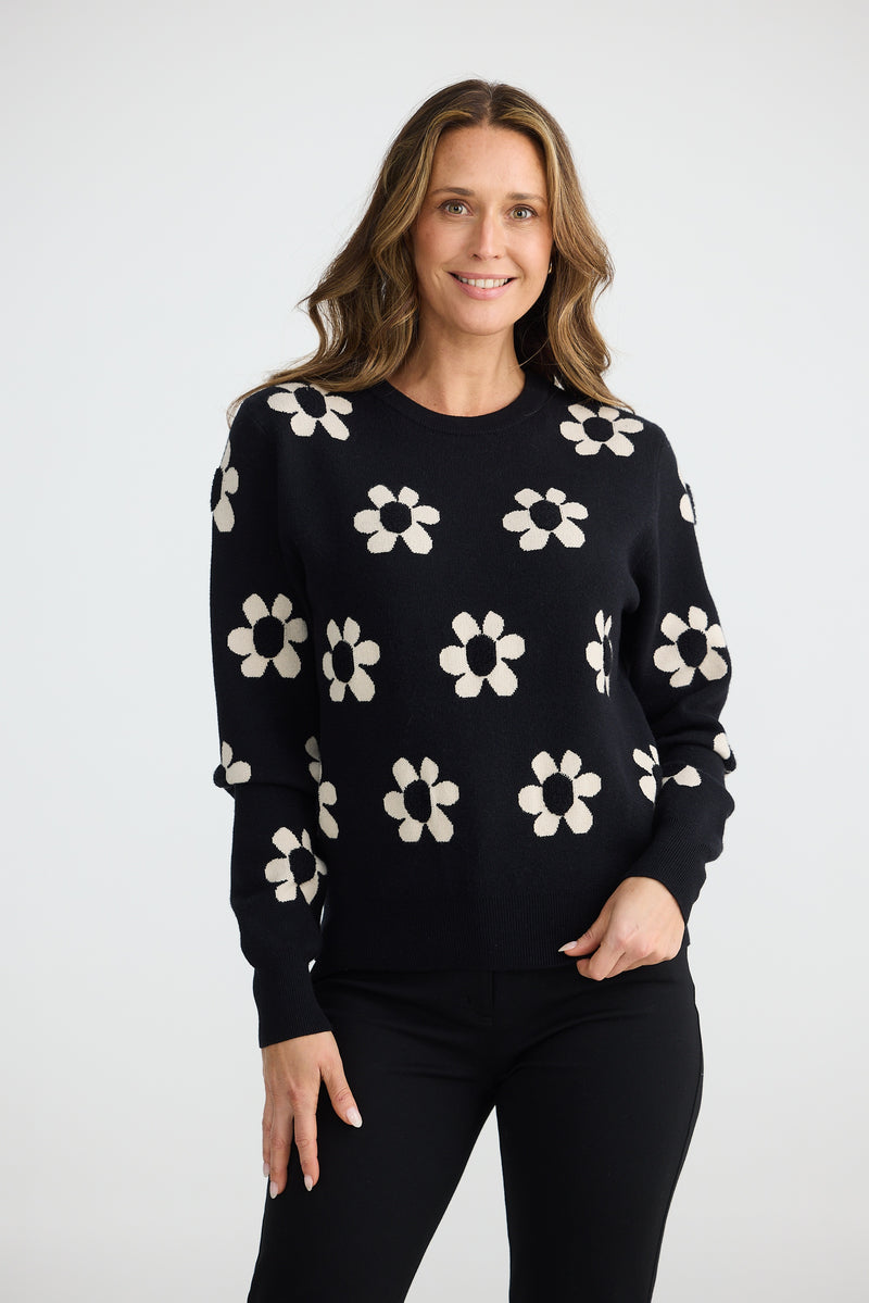 Brave + True Flower Knit in Black Natural