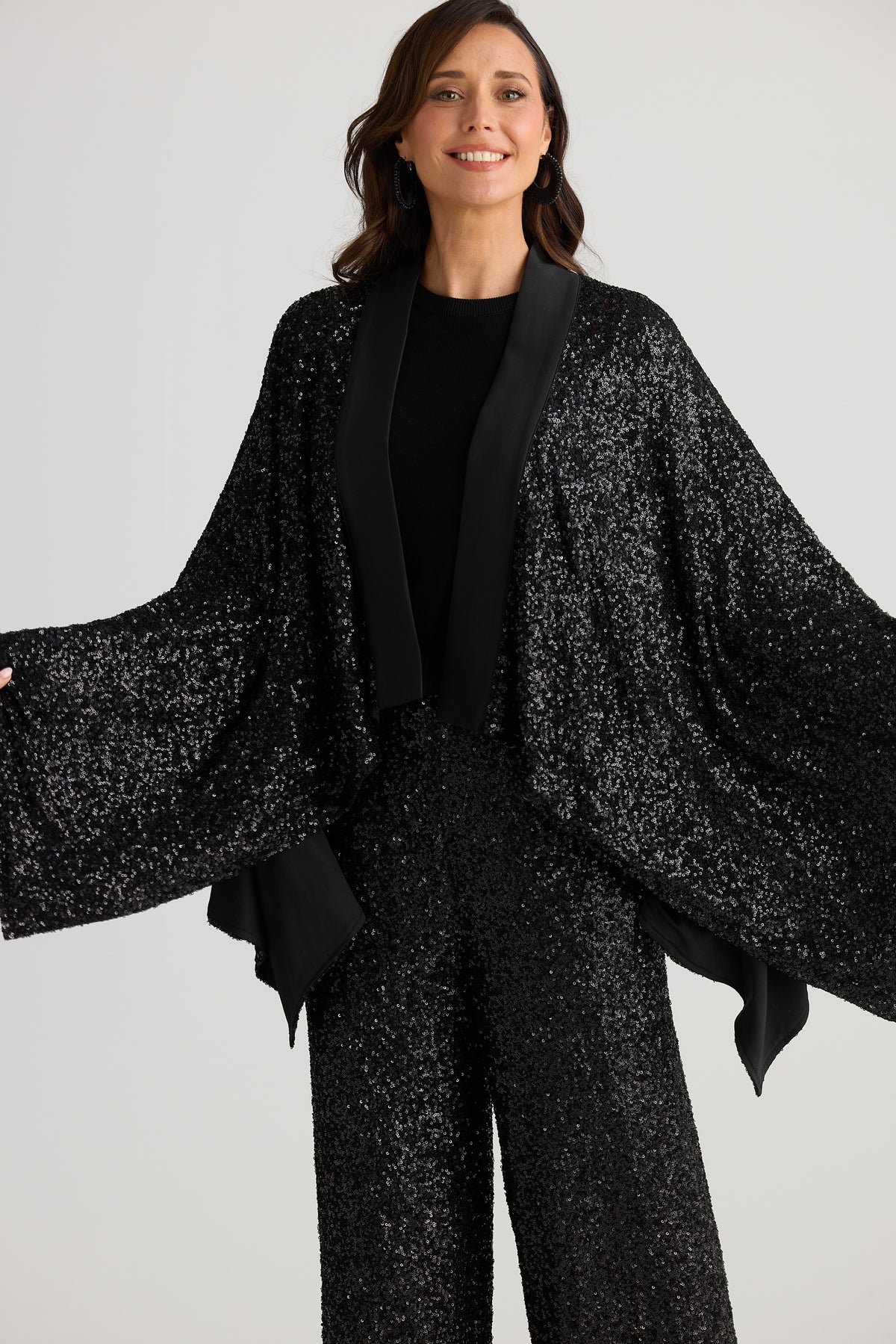 Brave + True Jagger Kimono in Black Sequin
