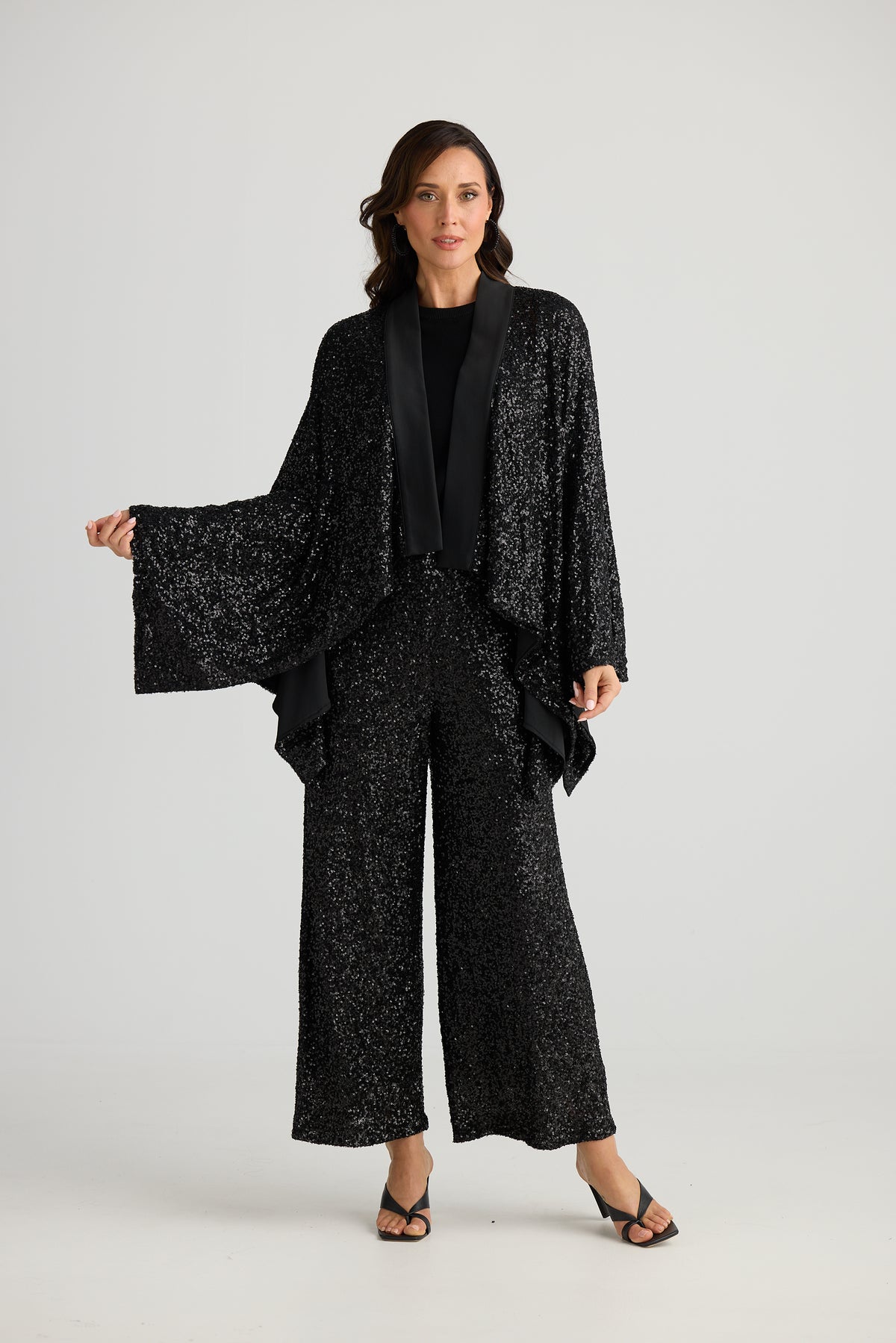 Brave + True Jagger Kimono in Black Sequin
