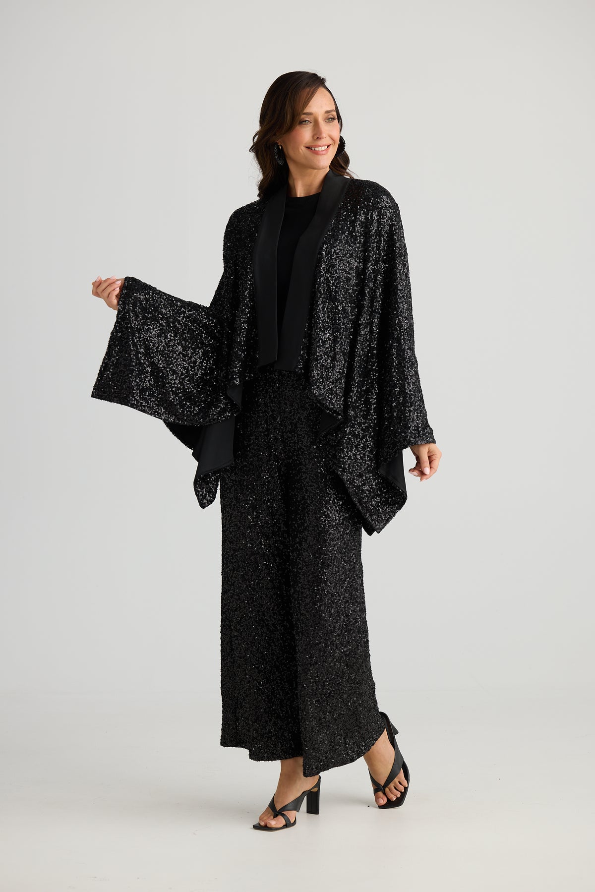 Brave + True Jagger Kimono in Black Sequin