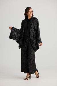 Brave + True Jagger Kimono in Black Sequin