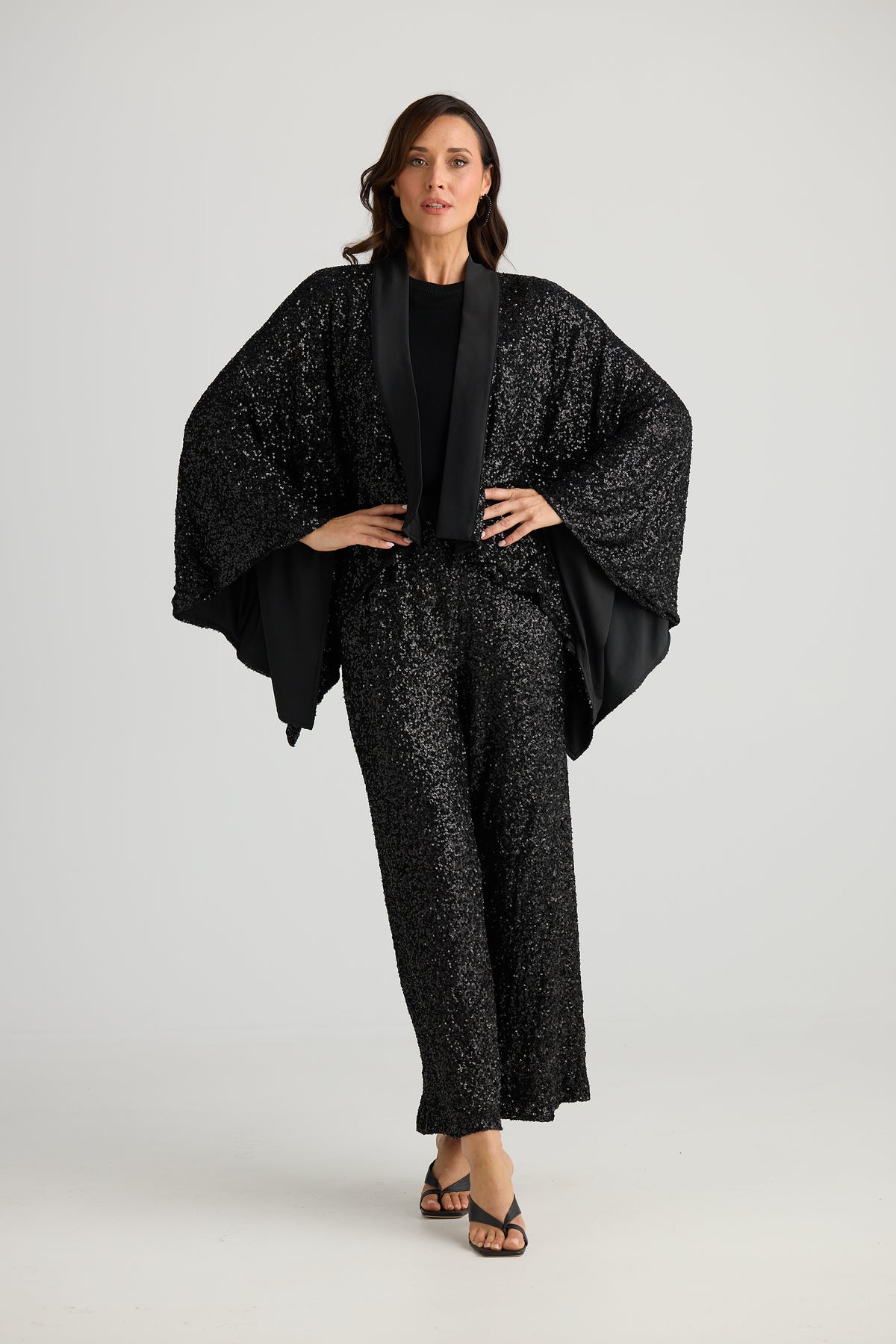 Brave + True Jagger Kimono in Black Sequin