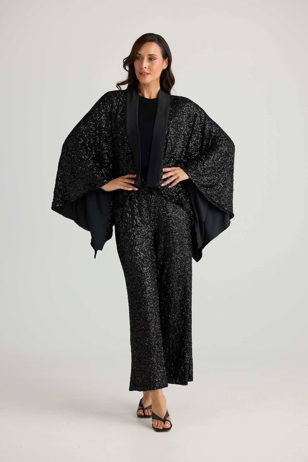 Brave + True Jagger Kimono in Black Sequin