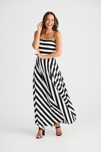 Brave + True Thandie Strapless Dress in Black Wide Stripe