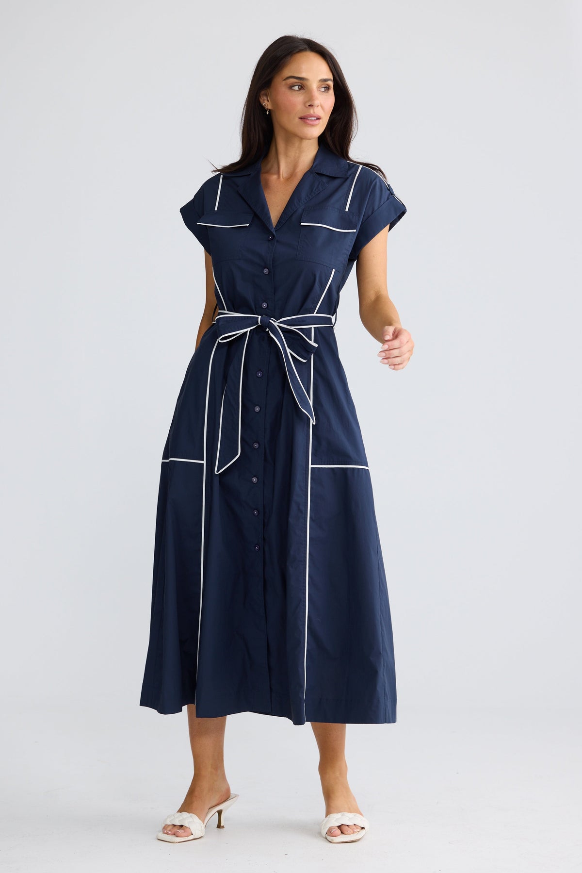 Brave + True PORTIA Dress in Navy White
