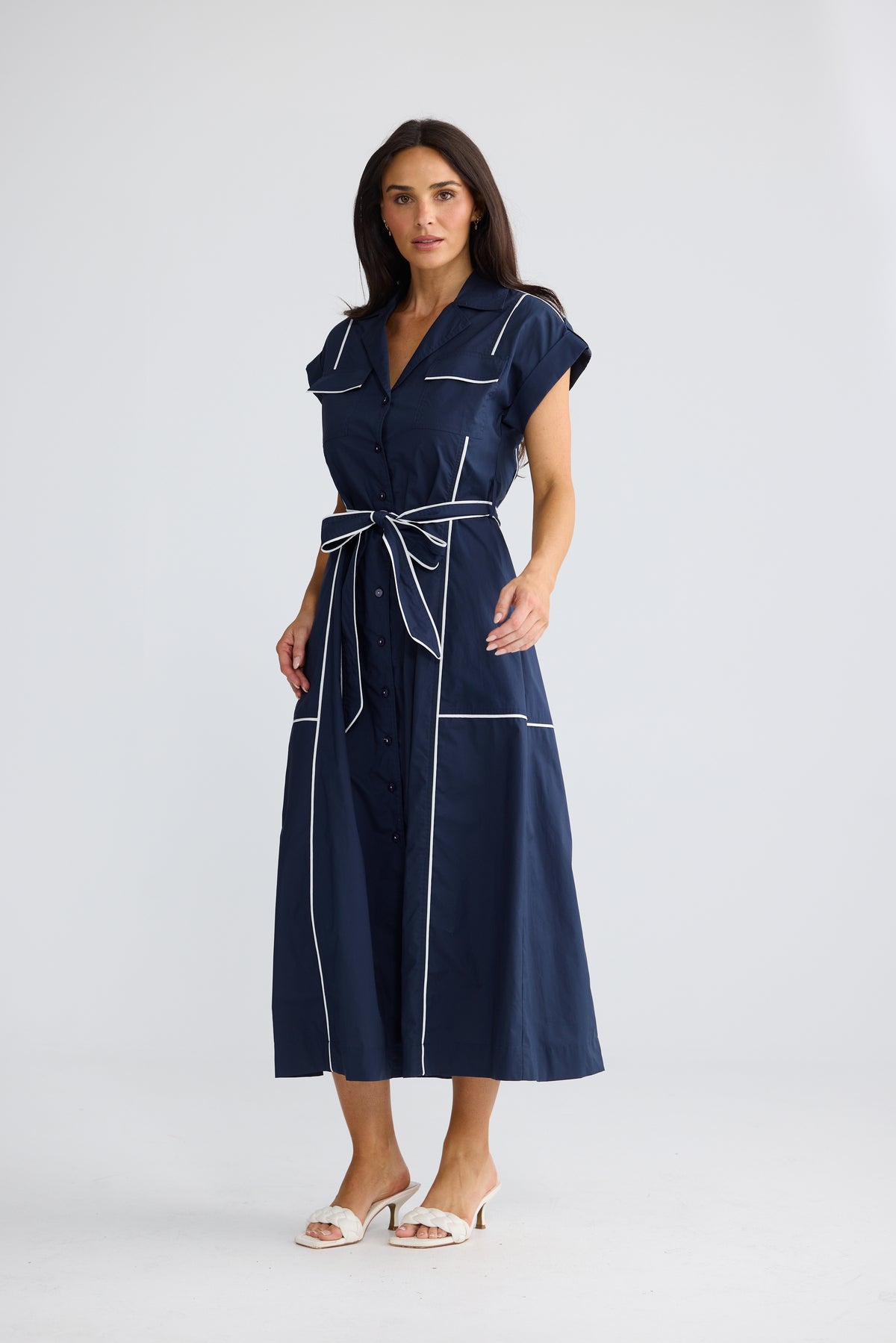 Brave + True PORTIA Dress in Navy White