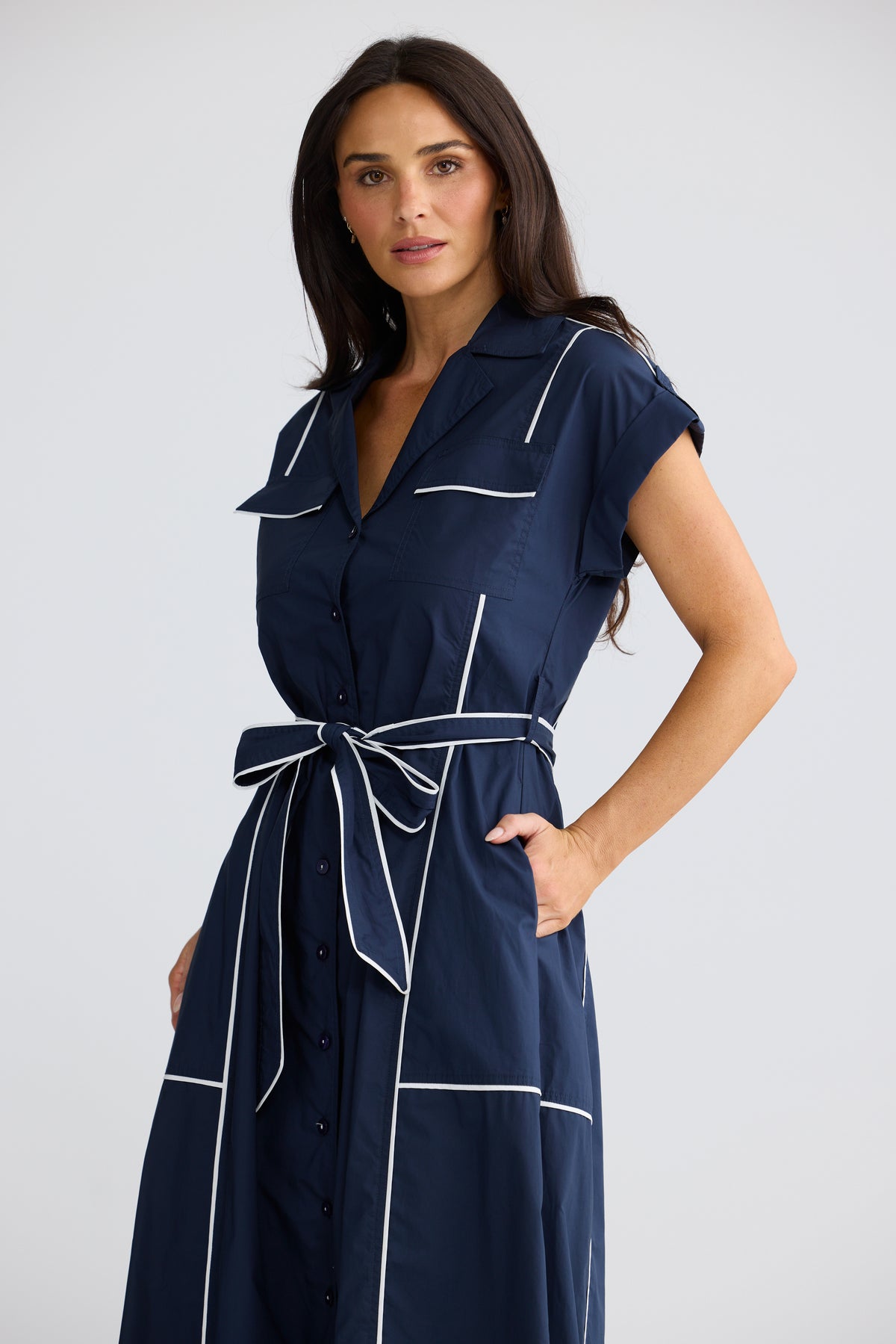 Brave + True PORTIA Dress in Navy White