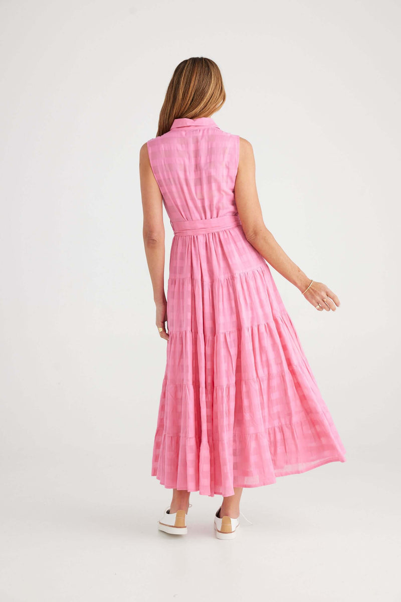 Brave + True Poppy Maxi Dress in Pink Window Check 7321