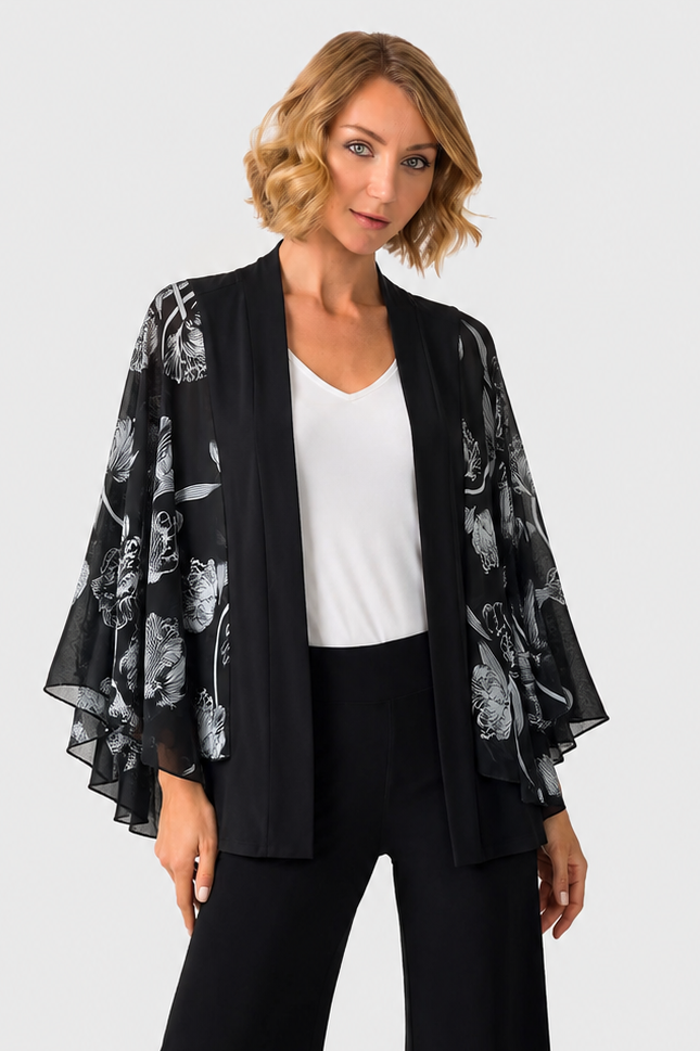 Kleio Butterfly Jacket in Black White Floral