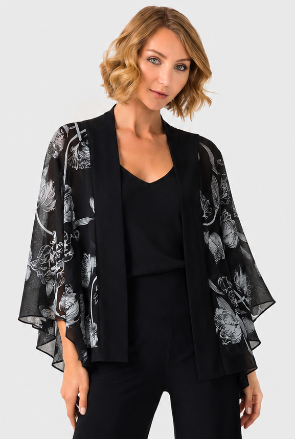 Kleio Butterfly Jacket in Black White Floral
