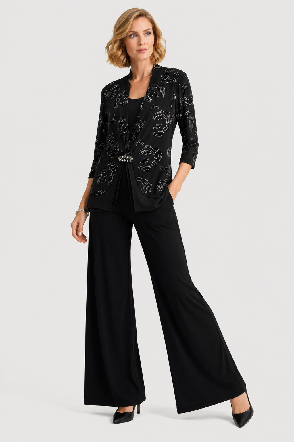 Kleio One Piece Jacket & Cami Top in Black Silver