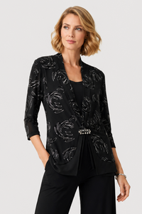 Kleio One Piece Jacket & Cami Top in Black Silver