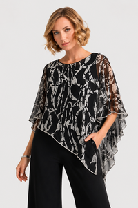 Kleio Overlay Top in Black White Diamontè Trim
