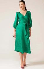 Sacha Drake Chateau Wrap Dress in Emerald Jacquard