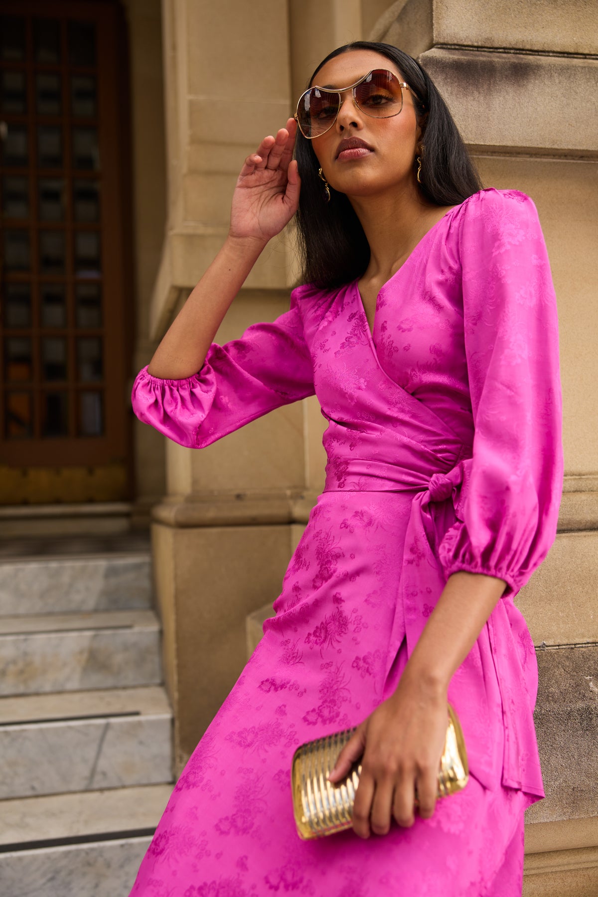 Sacha Drake CHATEAU Wrap Dress in Magenta
