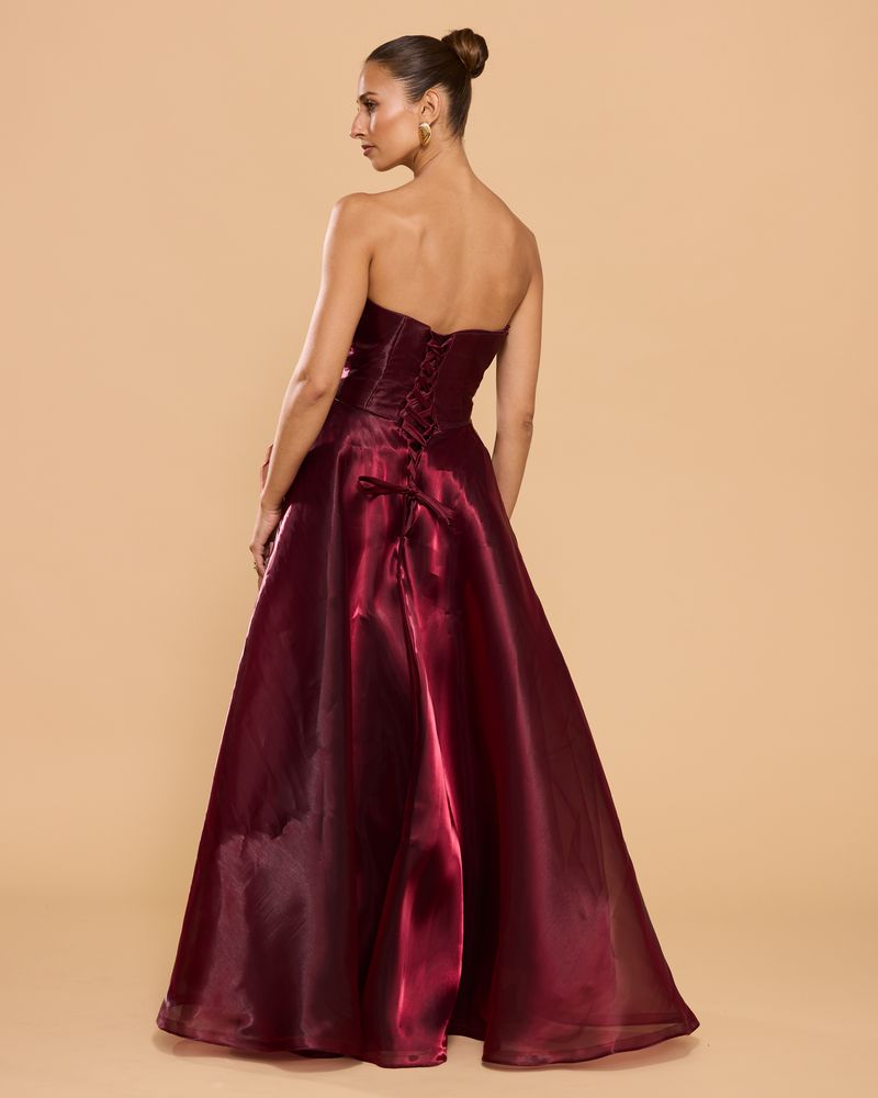 Catherine Ferraro Caroline Gown in Dark Merlot