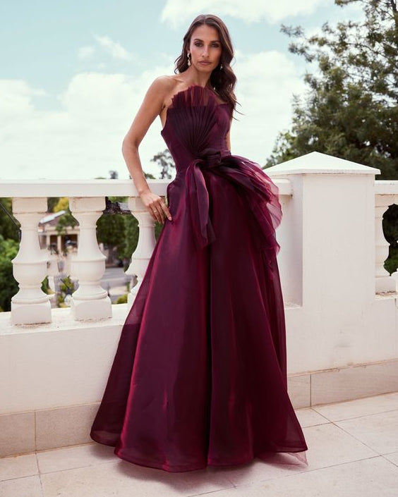 Catherine Ferraro Caroline Gown in Dark Merlot