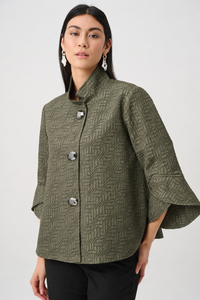Joseph Ribkoff Jacquard Trapeze Jacket in Avocado 263152