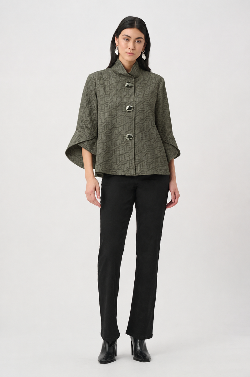 Joseph Ribkoff Jacquard Trapeze Jacket in Avocado 263152