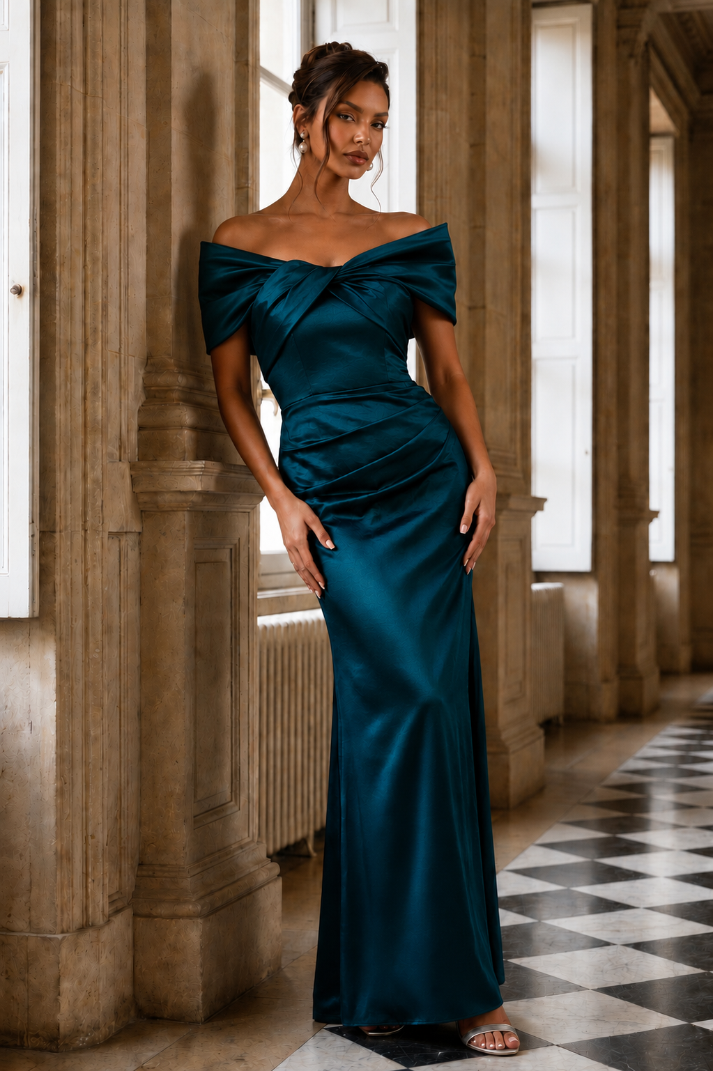 Ellie Avianna Gown in Teal Taffeta