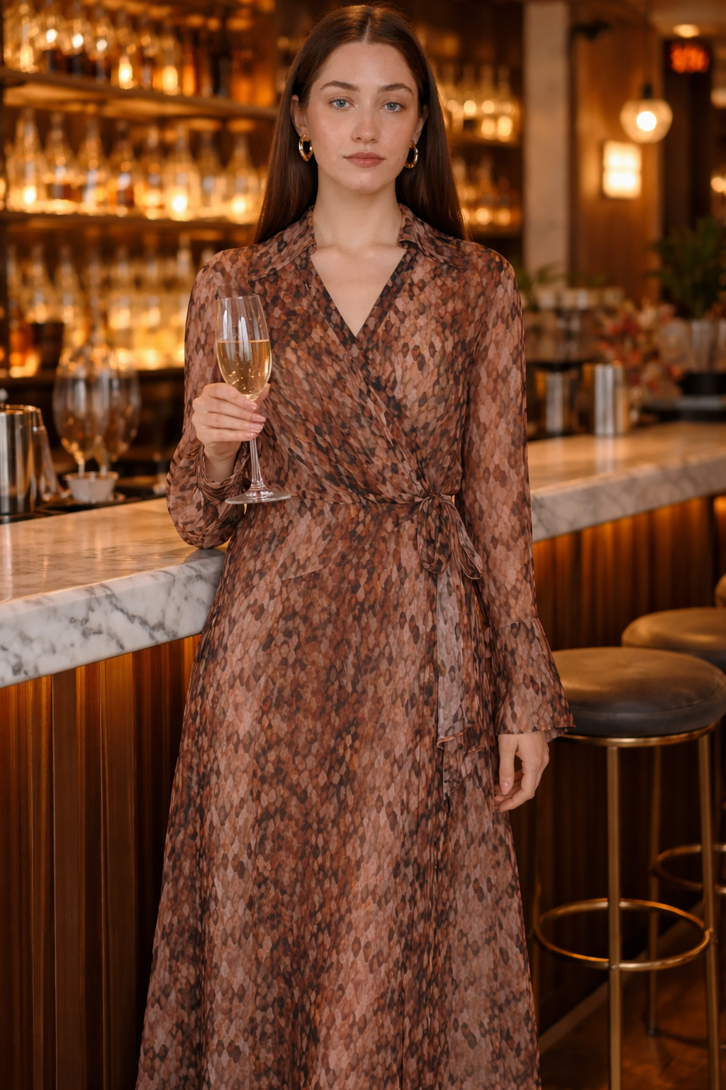 Fate + Becker Isla Wrap Dress in Snake Print