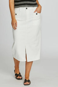 New London Jeans DERRY Midi Skirt in Washed White