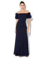 Montique Diana Ruffle Gown in Navy