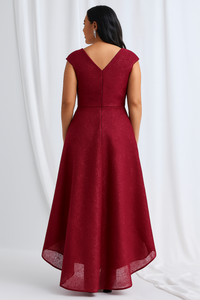 Trellis Lane CORA Asymmetrical Gown in Wine
