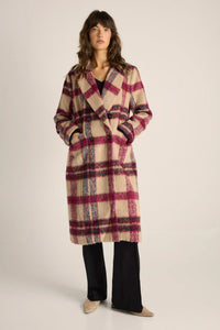 Fate + Becker Harlow Check Longline Coat in Pink