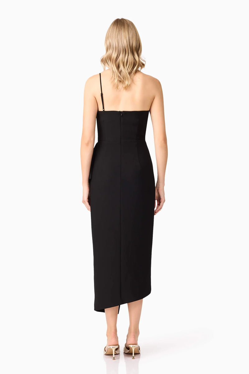 Elliatt Ava Asymmetrical Midi Dress in Black Elliatt Ava Asymmetrical Midi Dress in Black