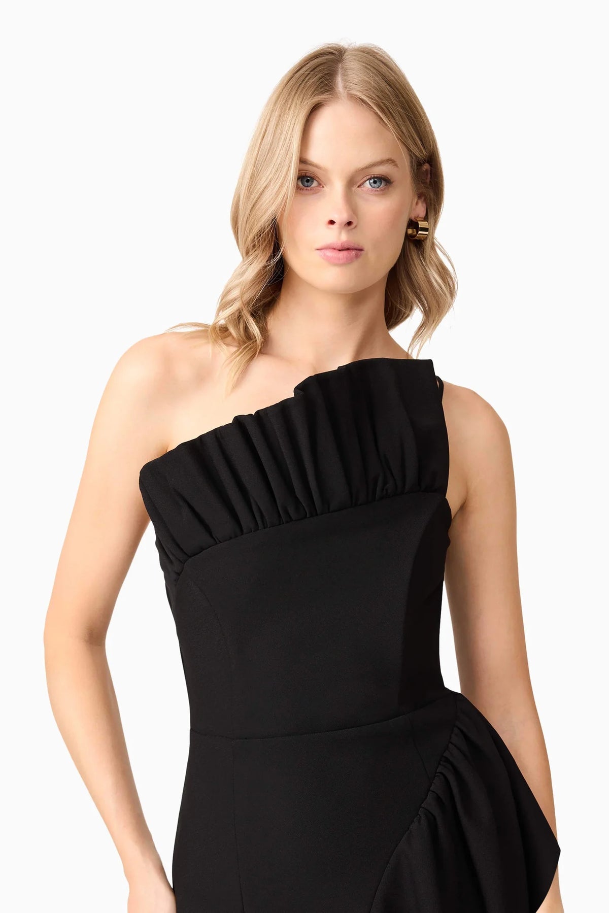 Elliatt Ava Asymmetrical Midi Dress in Black