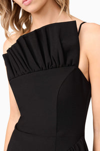Elliatt Ava Asymmetrical Midi Dress in Black