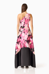 Elliatt LUMIFLORA Asymmetrical Gown in Pink Black