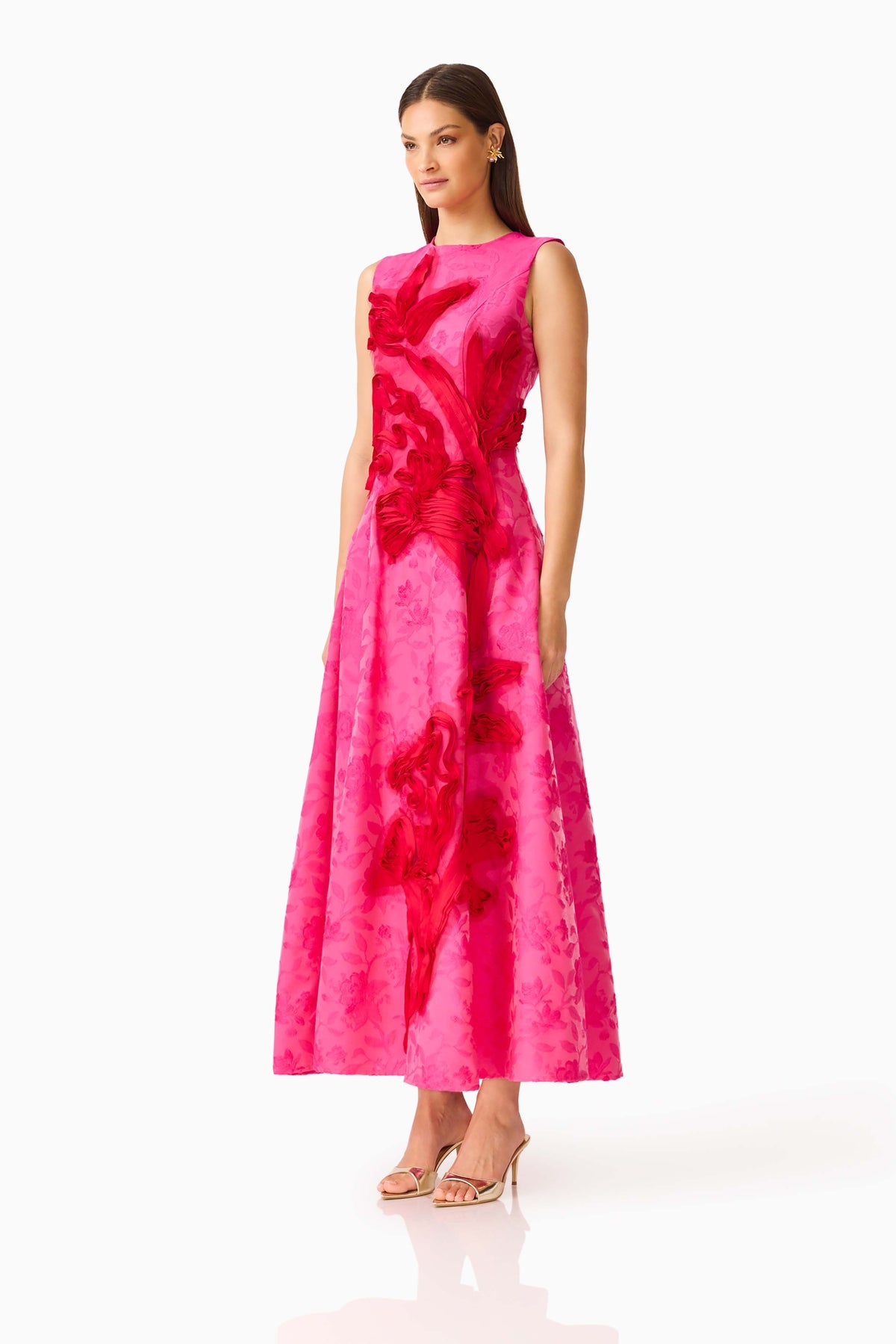 Elliatt FLORENTIA A Line Maxi Dress in Pink Red