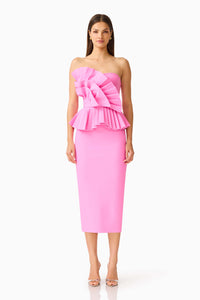 Elliatt ORELIA Pleated Midi Dress in Candy Pink