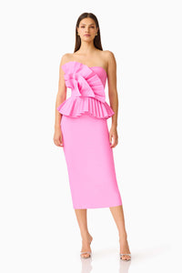 Elliatt ORELIA Pleated Midi Dress in Candy Pink