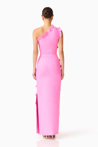 Elliatt ORELIA Asymmetrical Ruffle Gown in Candy Pink