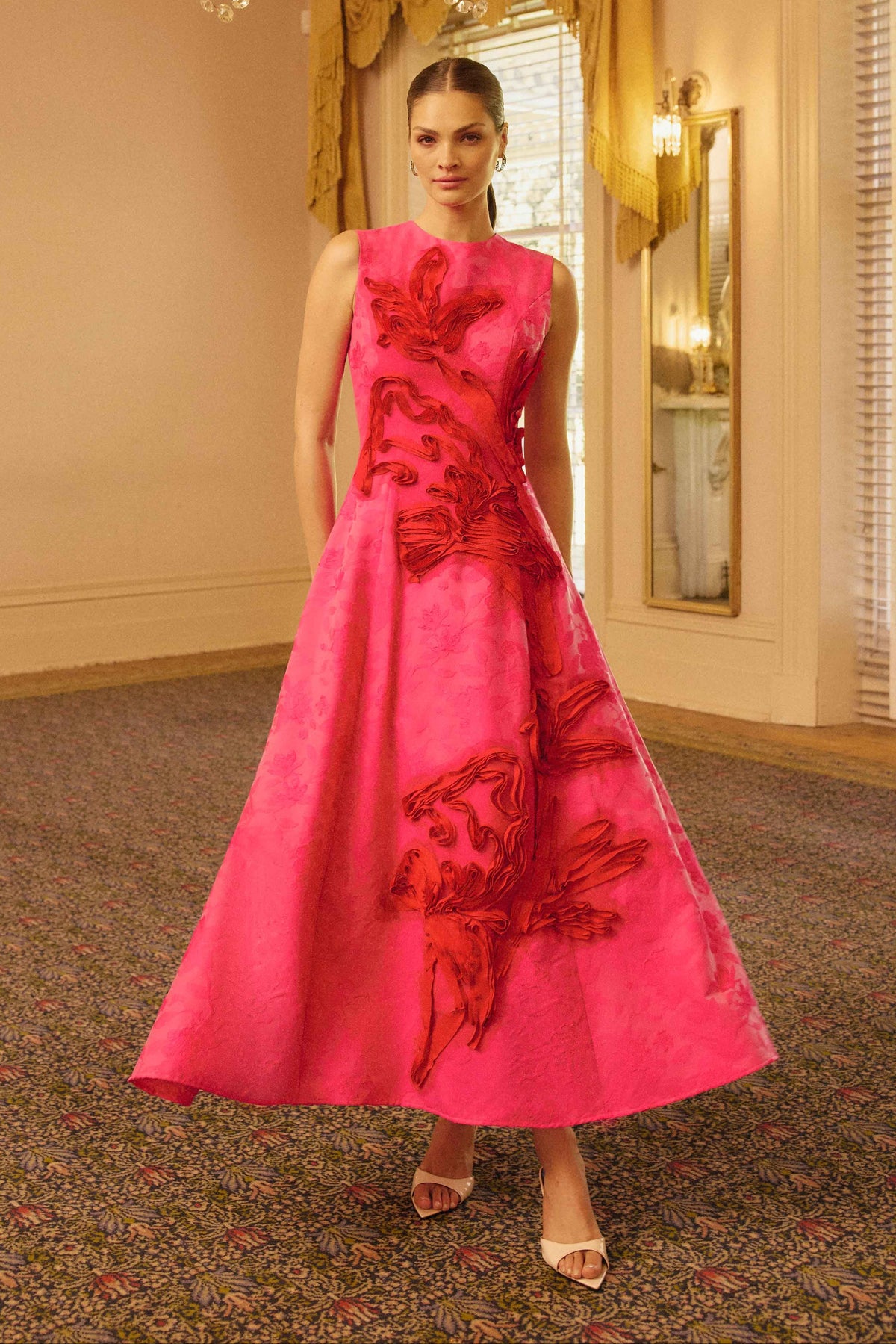 Elliatt FLORENTIA A Line Maxi Dress in Pink Red