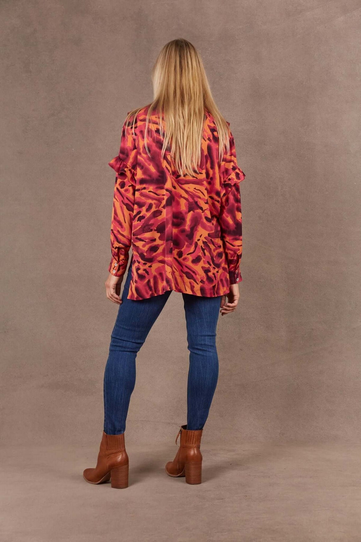 Eb & Ive Mayan Frill Blouse in Magenta