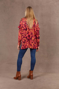 Eb & Ive Mayan Frill Blouse in Magenta