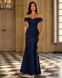 Ellie JACQUARD DREW Gown in Navy Floral