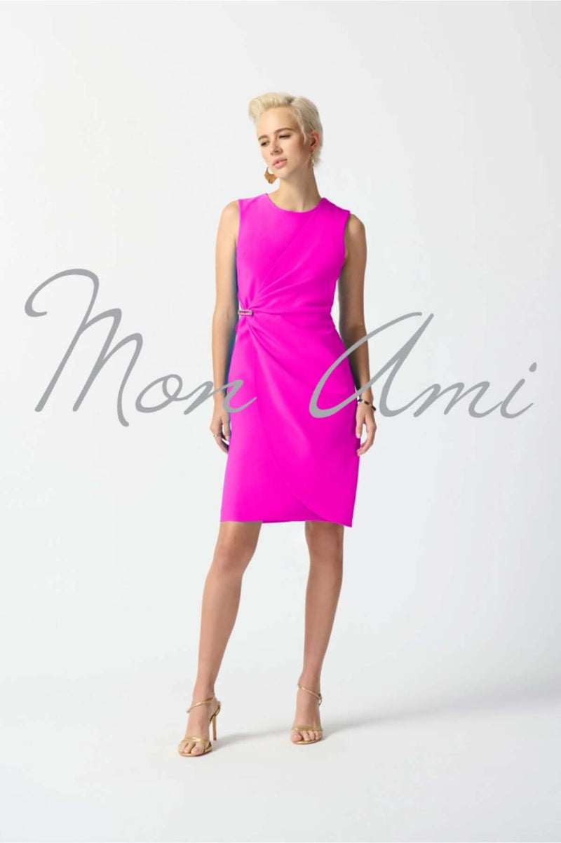 Joseph Ribkoff Lux Twill Buckle Dress in Ultra Pink 242151
