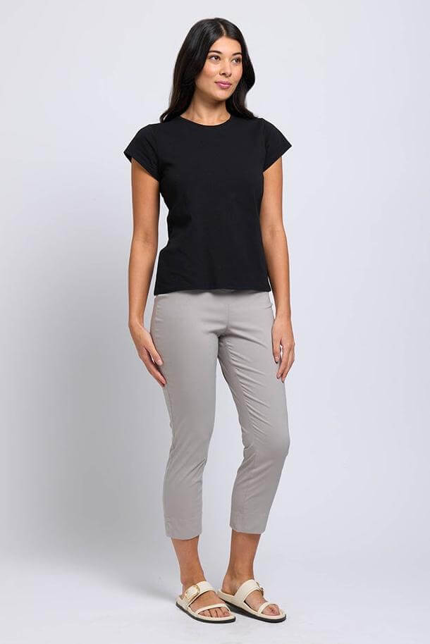 Foil Fuss Free Capri in Light Khaki