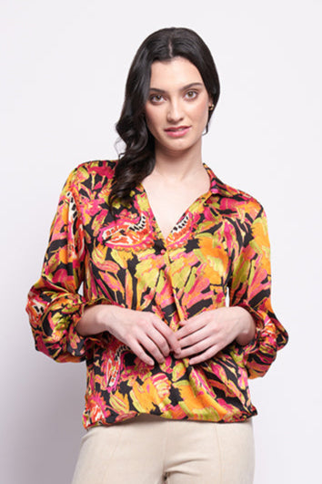 Foil Gala Twist Blouse in Best Exotic