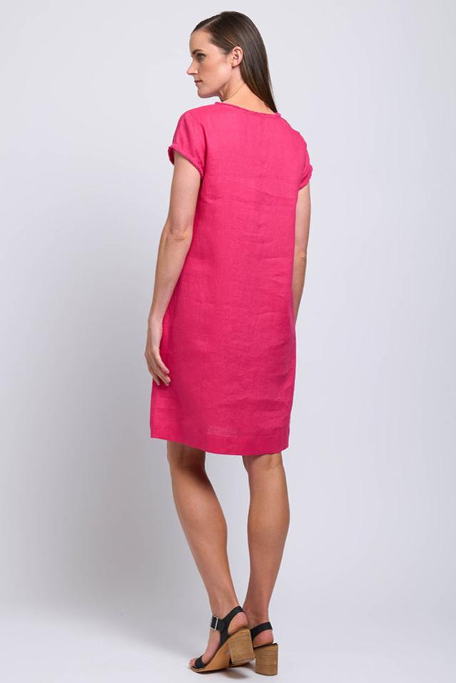 Foil Fringe Festival Dress in Pink Flash